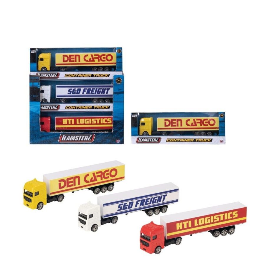 Robuste Die-Cast Container Trucks – 12 stk. til leg og sjov!