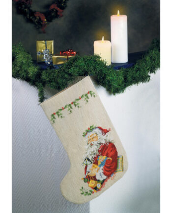 Permin Broderikit Aida Julesok Julemand Med Legetøj 29x44cm - Permin Coolbaby  - 5702854122970