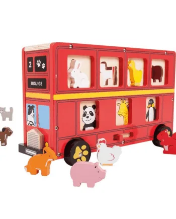 Rød Sorterings Bus Med Dyr - Bigjigs Coolbaby  - 691621536926