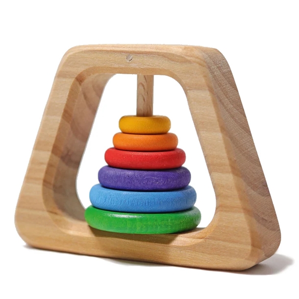 Grimms Trælegetøj Rangle Pyramide Rainbow - Grimm's Coolbaby - 4048565081504