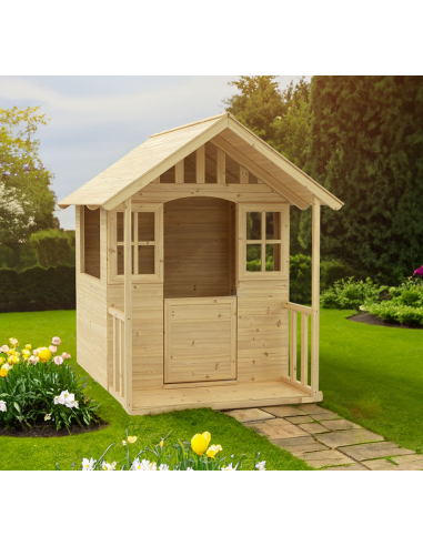 Legehus Fyrretræ H140 B121 D137 Natur - Zwerkules Coolbaby