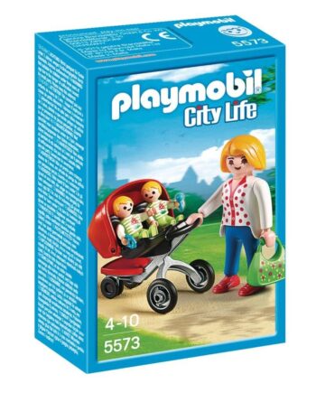 Mor Med Tvillingebarnevogn Playmobil - Coolbaby  - 4008789055736
